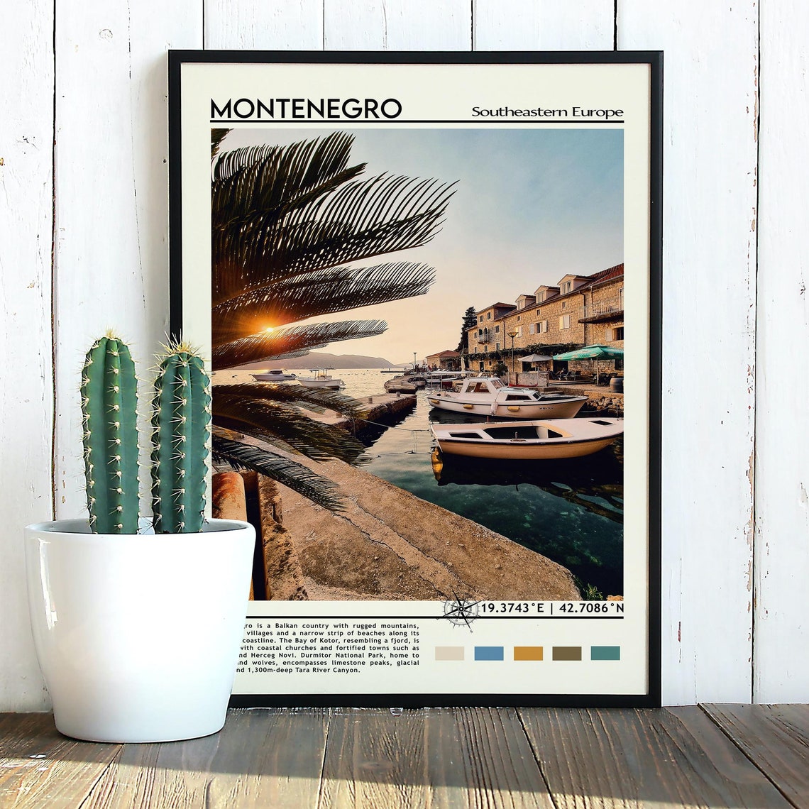 Montenegro Southeastern Europe Coastal Harbor Sunset Travel Poster - Image 3