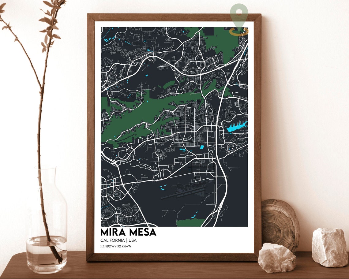 Mira Mesa California Vintage Parchment Street Map Art Poster - Image 3