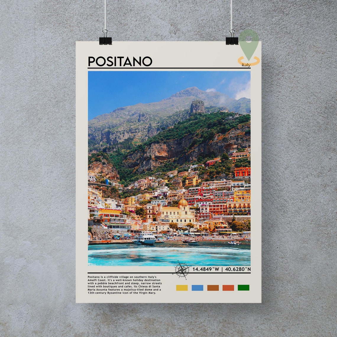 Positano Italy Amalfi Coast Cliffside Village Seaside Poster - Image 4