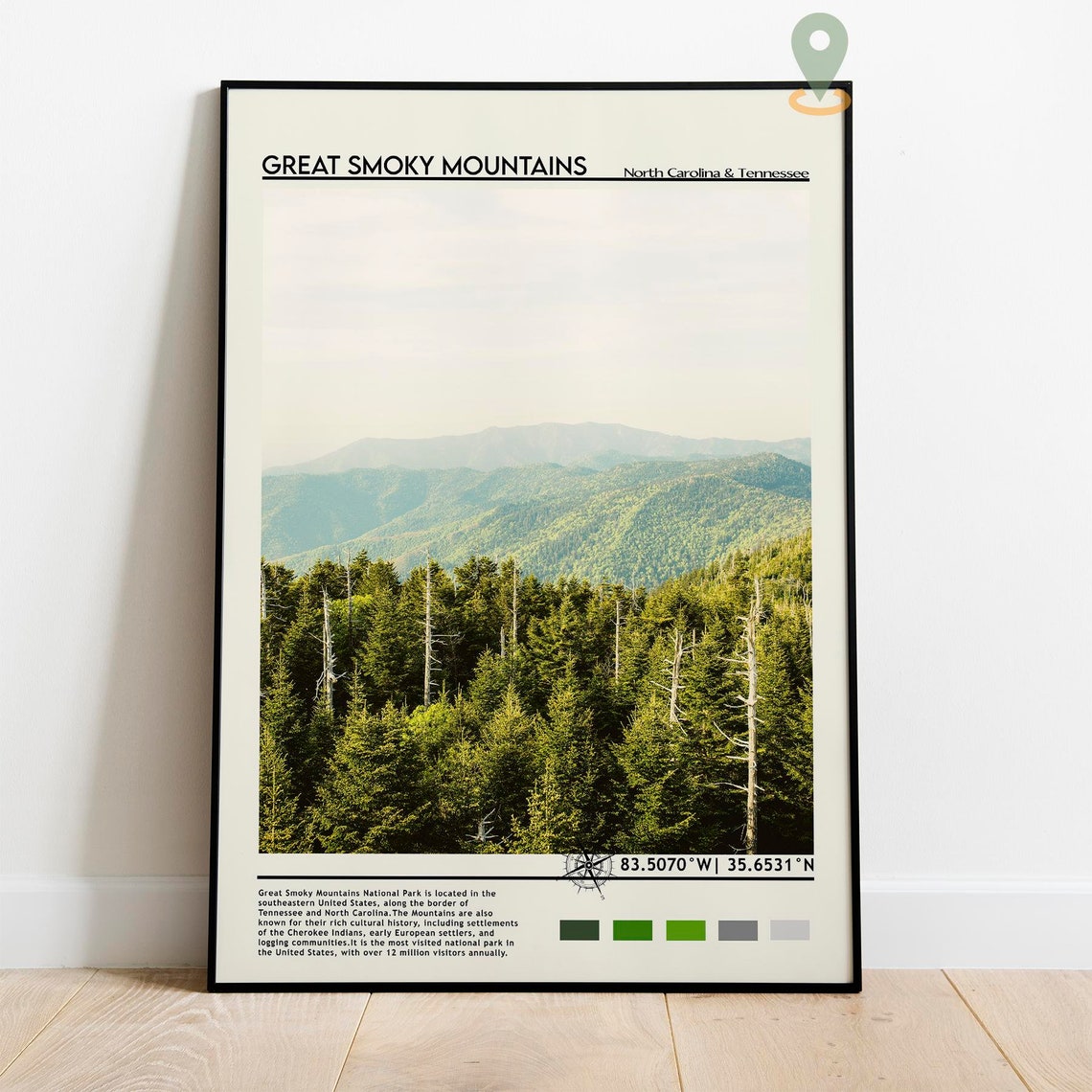 Great Smoky Mountains National Park Misty Forest Coordinate Poster - Image 2