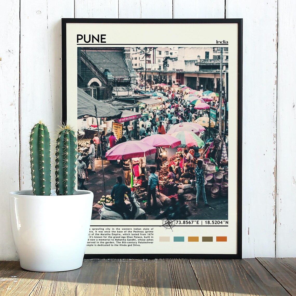 Pune India Bustling Market Street Crowd Colorful Urban Photo Poster - Image 2