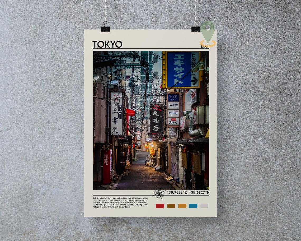 Tokyo Print Vintage Poster Tokyo Wall Art Tokyo Poster Tokyo Photo Tokyo Poster Print Tokyo Wall Dcor Japan Poster Tokyo Cityscape - Image 3