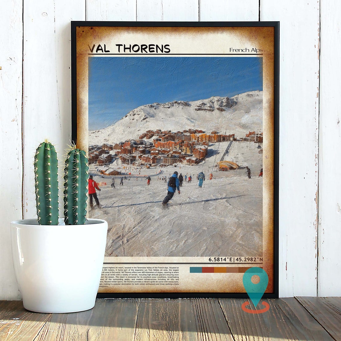 Val Thorens French Alps Ski Resort Village Winter Scene Poster - Image 2