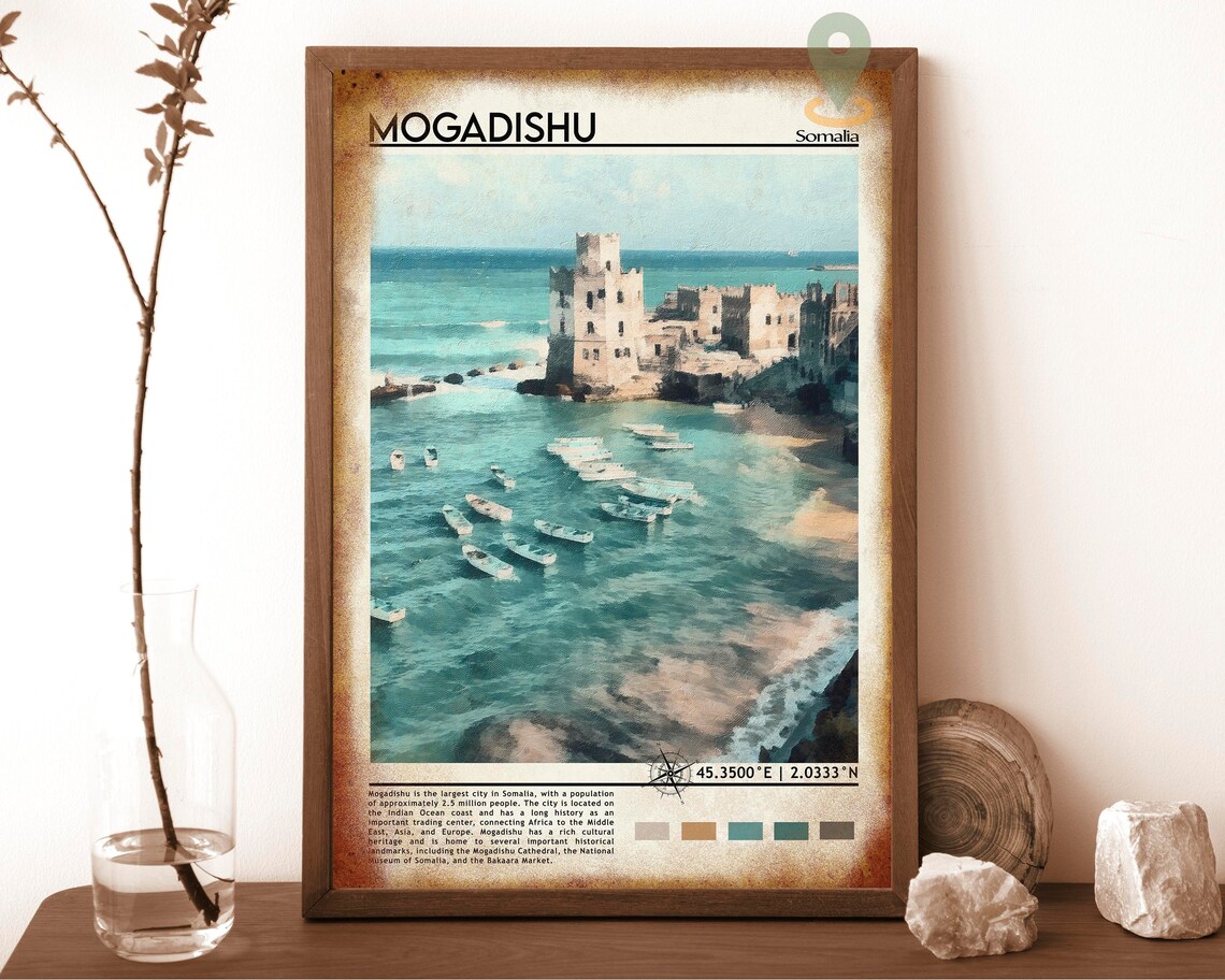 Mogadishu Somalia Historic Harbor Stone Fortress Travel Poster - Image 6