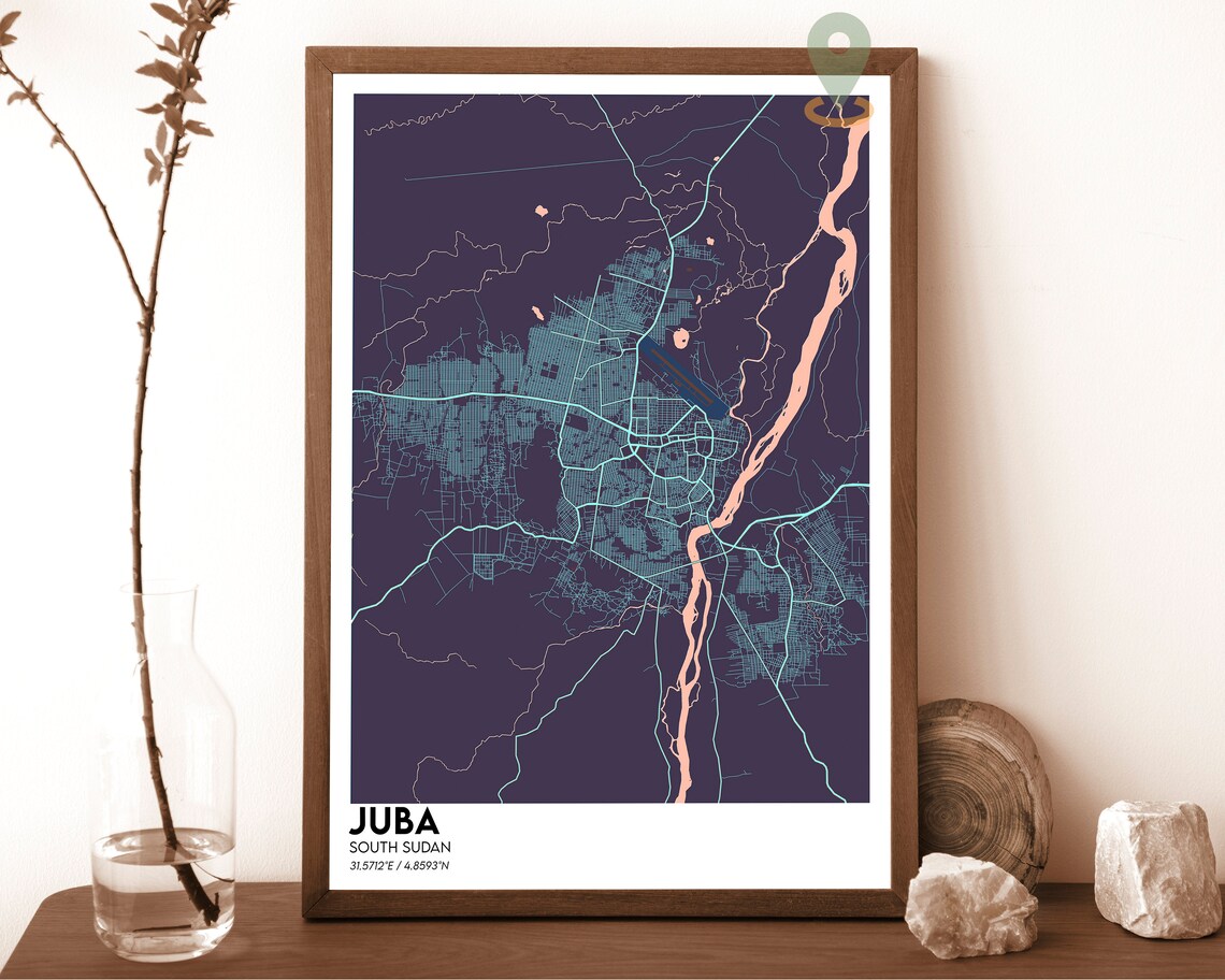 Juba Map Juba Map Print Juba Personalized Map Juba Wall Art Juba Travel Poster Juba Poster Juba Photo Juba South Sudan Juba City - Image 5