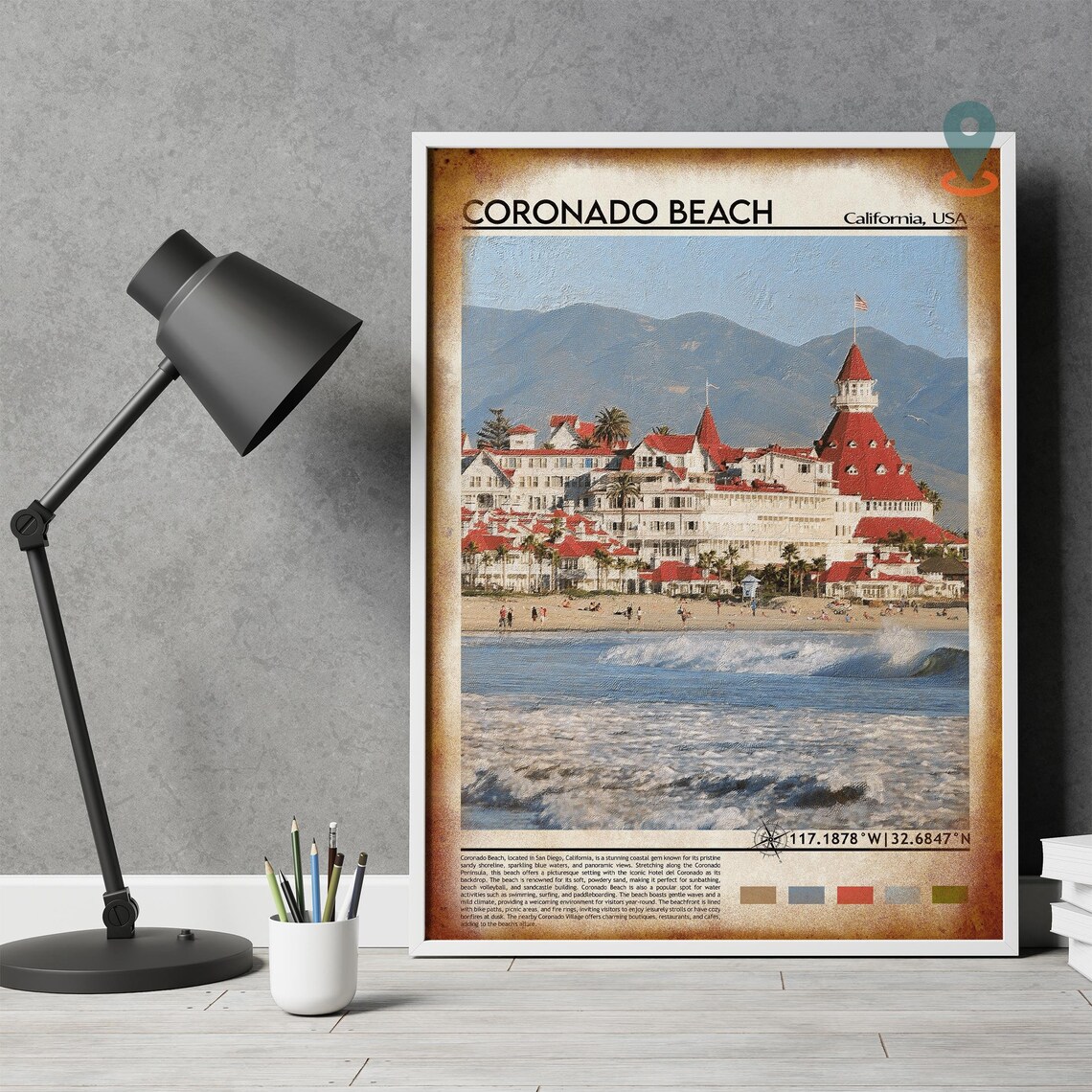 Coronado Beach California Historic Hotel Coast Travel Poster - Image 4
