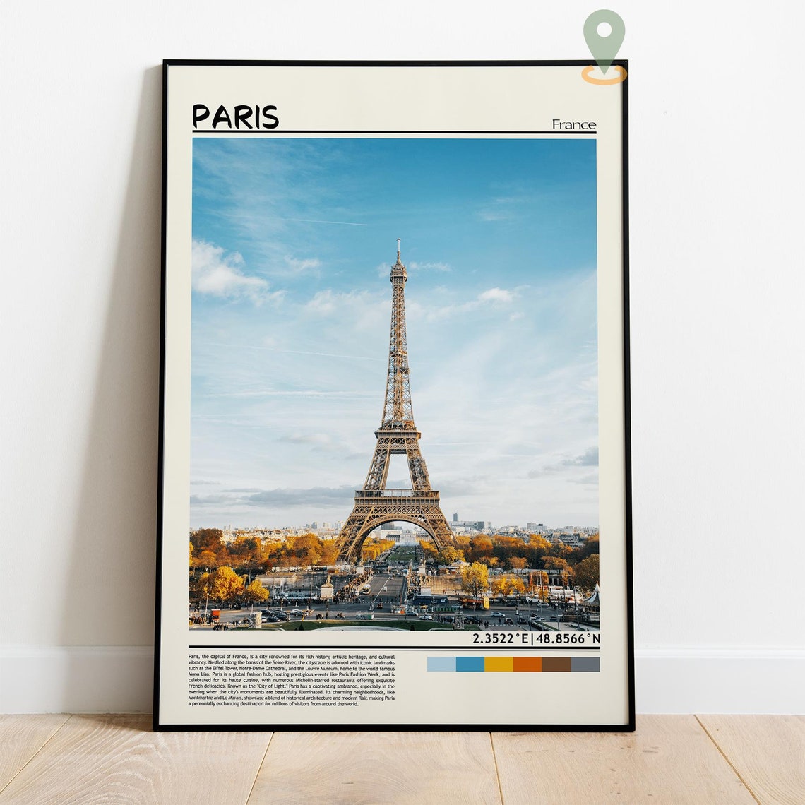Paris France Warm Eiffel Tower Autumn Daytime Cityscape Poster - Image 4