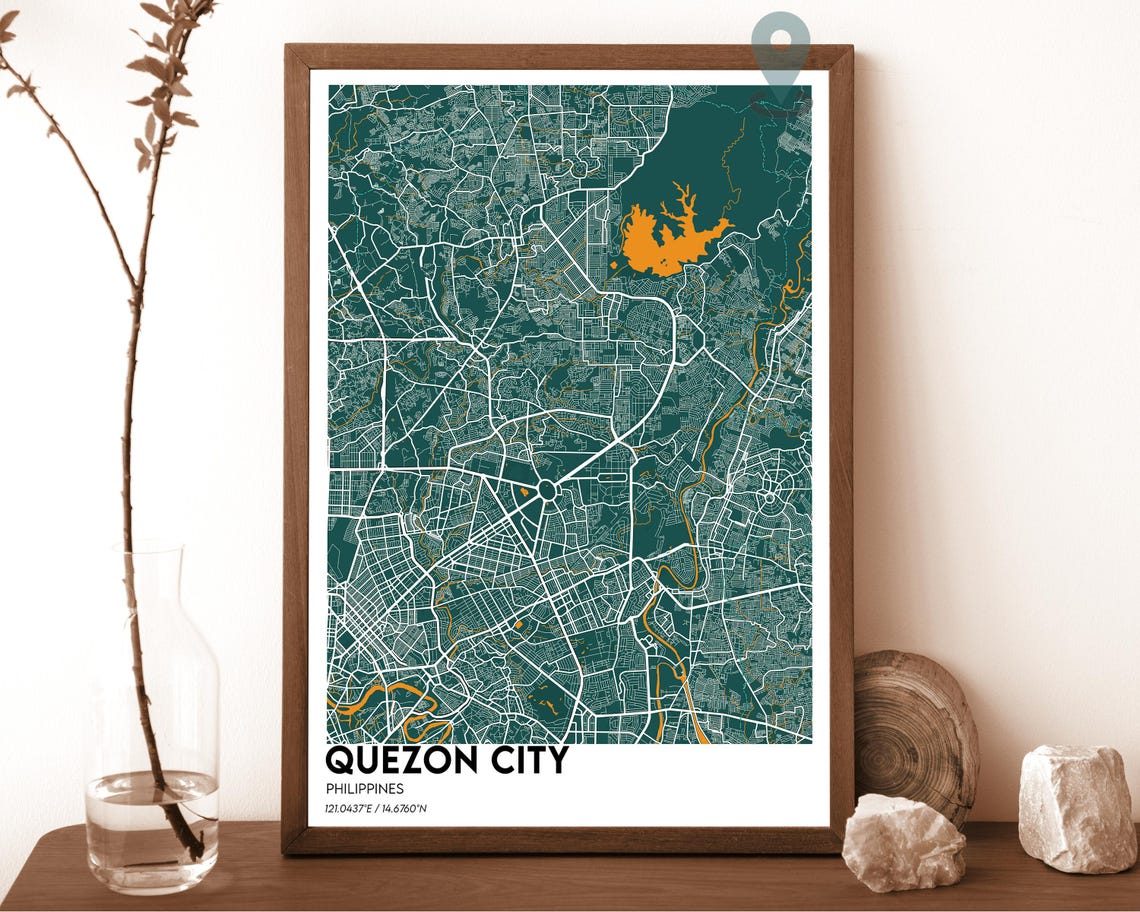Quezon City Philippines Teal Minimalist City Map Home Decor Poster - Image 5