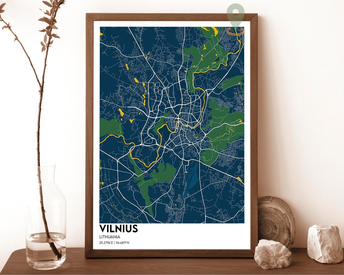 Vilnius Lithuania City Map Poster Red Minimalist Modern Art Style - Image 6