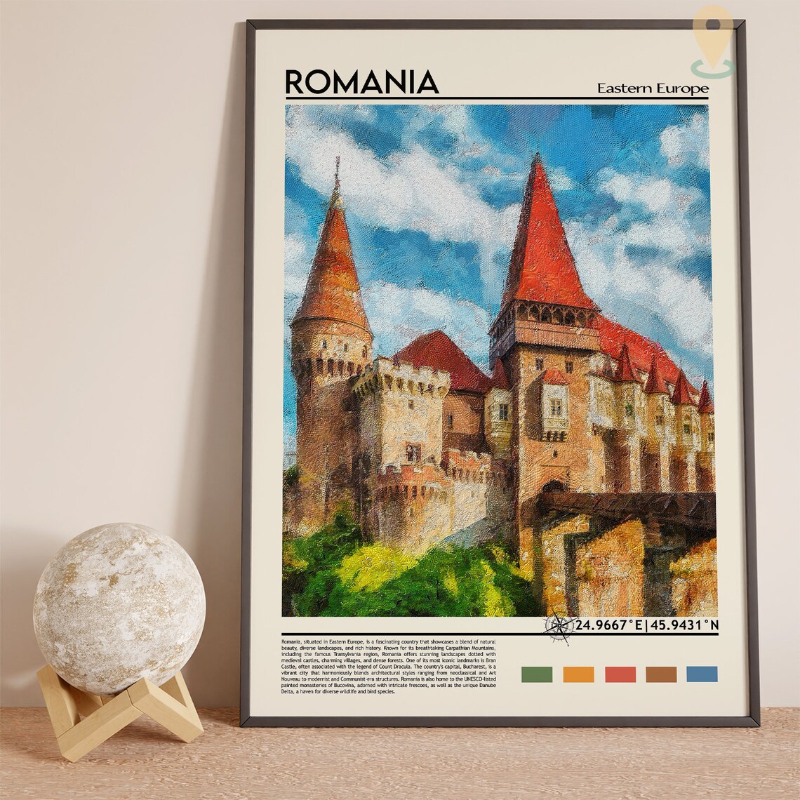 Romania Corvin Castle Eastern Europe Watercolor Travel Poster - Image 5