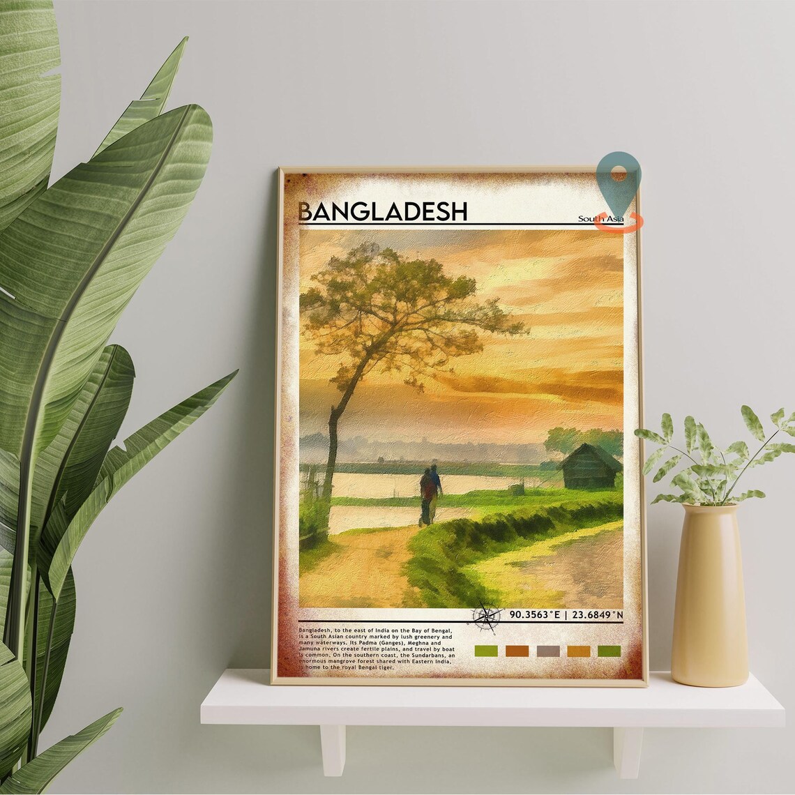 Bangladesh Golden Sunset Countryside Rural Landscape Travel Poster - Image 3
