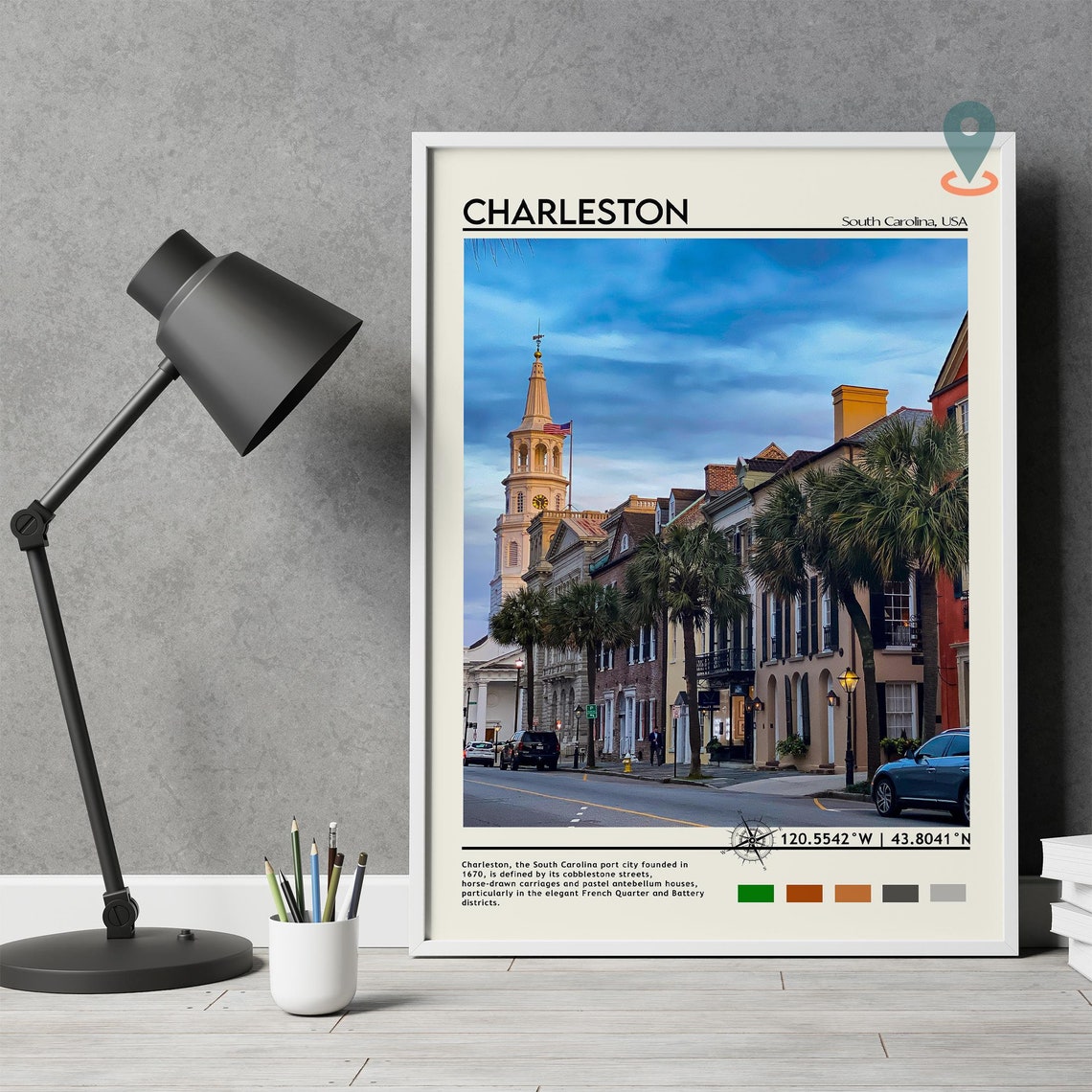 Charleston South Carolina Historic Street Palms Travel Poster - Image 6