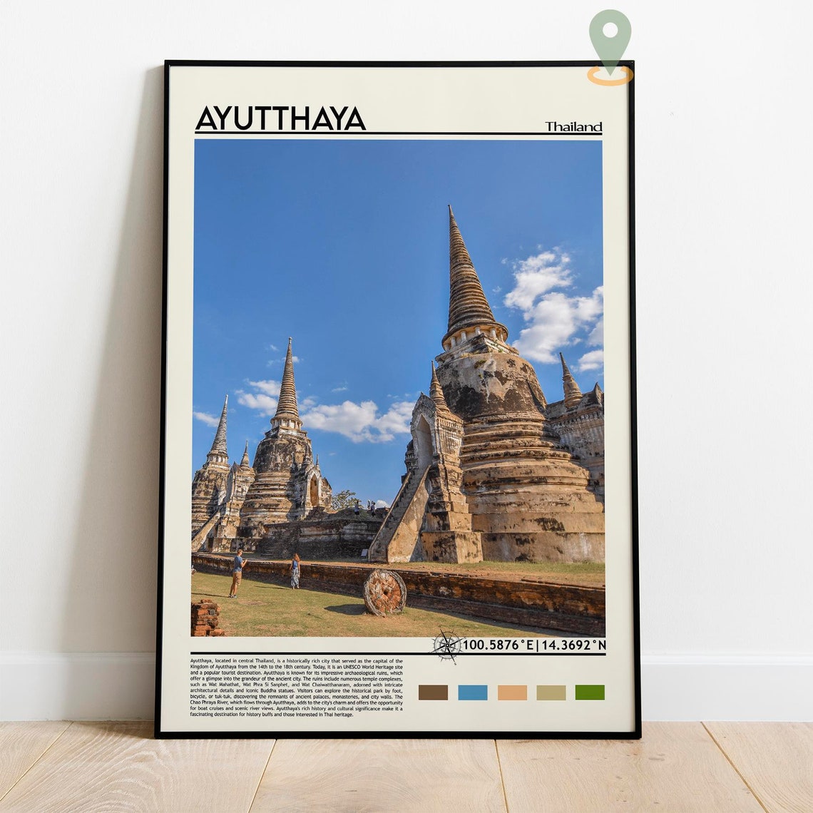 Ayutthaya Thailand Ancient Temple Ruins Sunset Travel Poster - Image 2