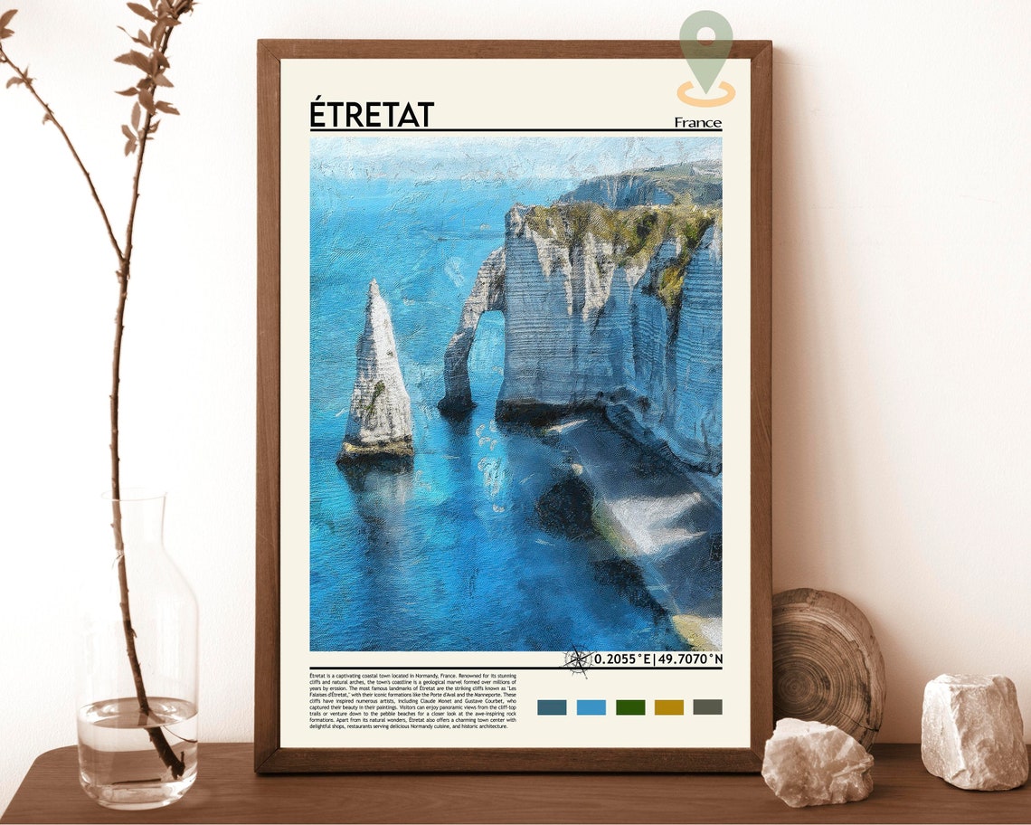 Etretat Print Etretat Poster Etretat Wall Art Etretat Travel Print Etretat Art Print Etretat Artwork Etretat Photo France Travel