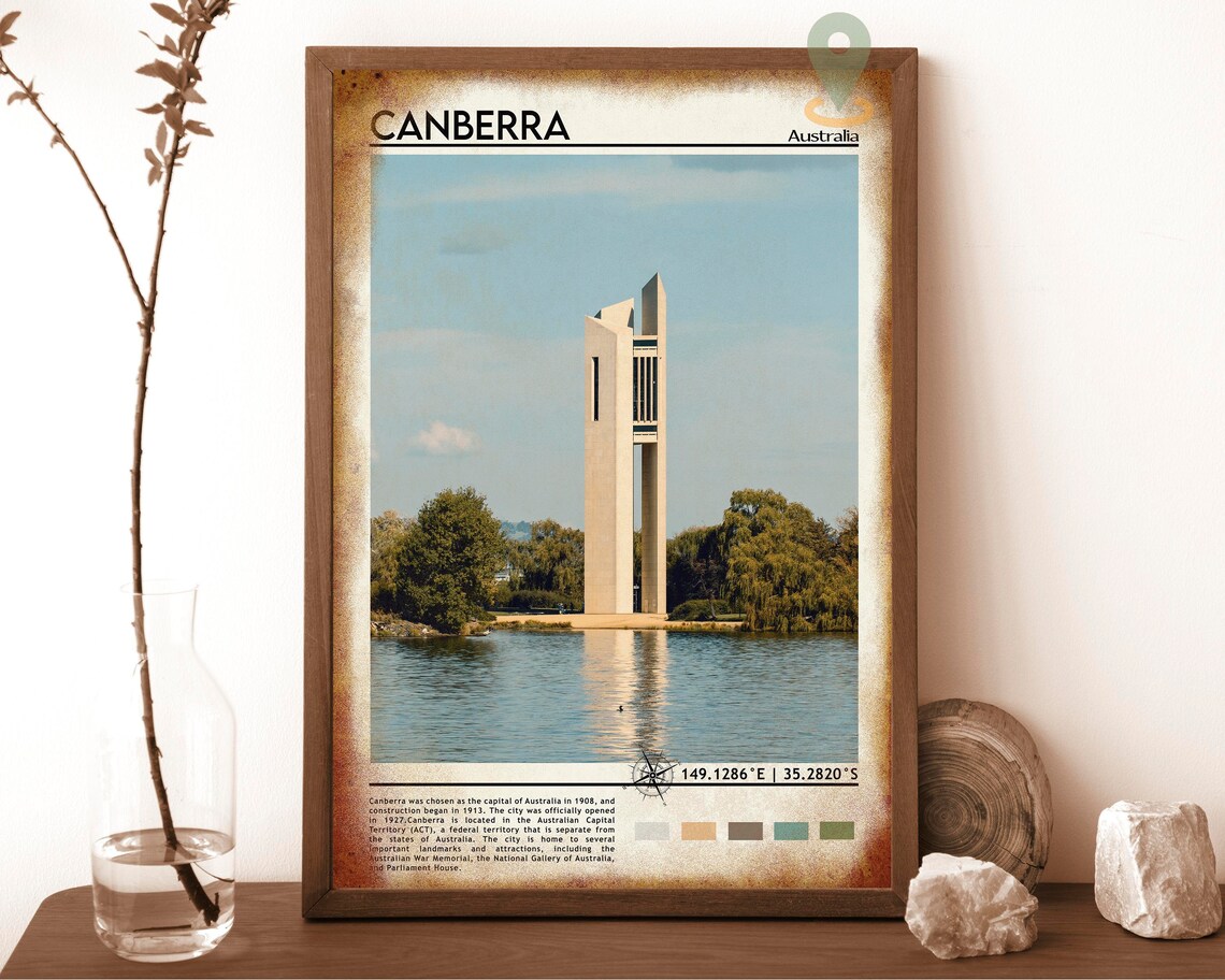 Canberra Australia Carillon Bell Tower Lake Sunset Photo Poster - Image 6