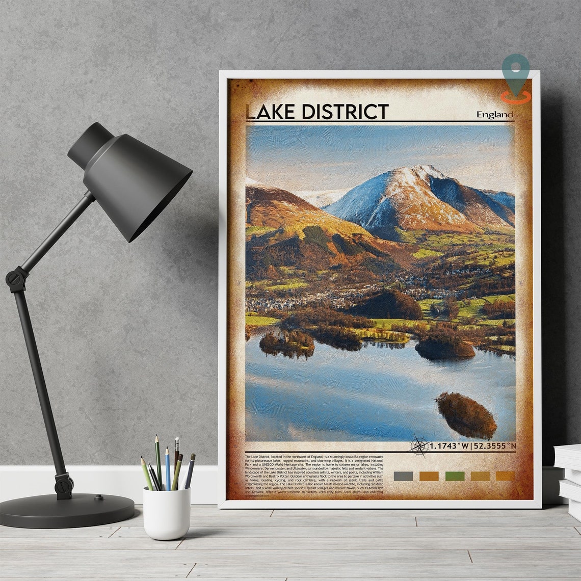 Lake District England Scenic Lakes Mountains Landscape Travel Print - Image 4