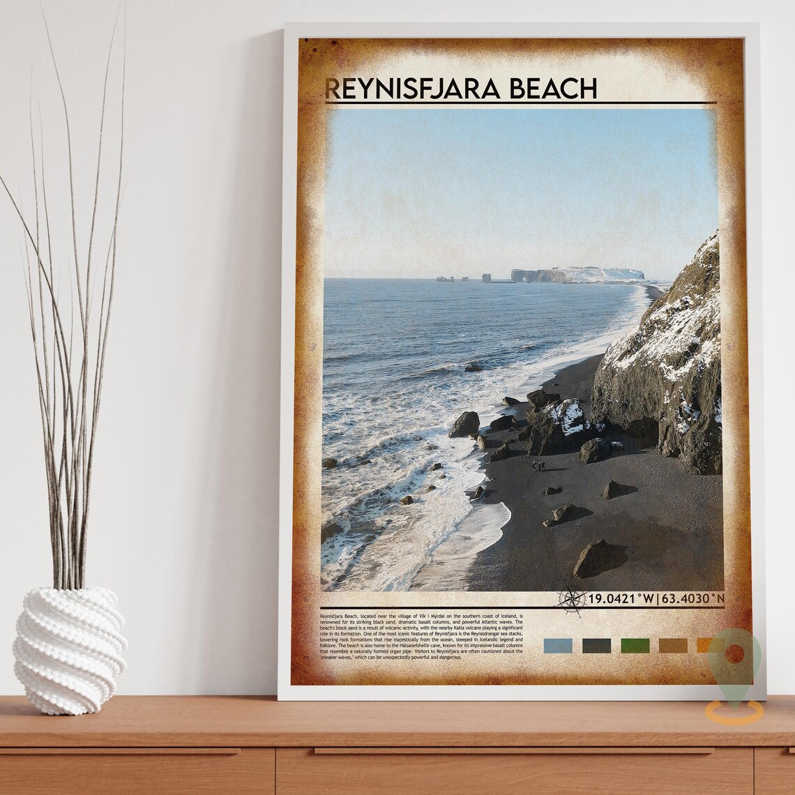 Reynisfjara Beach Iceland Black Sand Volcanic Coast Photo Poster - Image 3