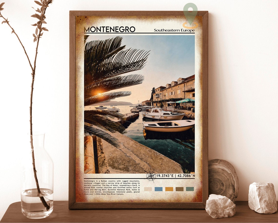 Montenegro Southeastern Europe Coastal Harbor Sunset Travel Poster - Image 6