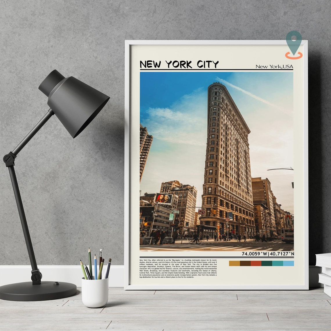 New York City Historic Flatiron Building Street Corner Poster - Image 2
