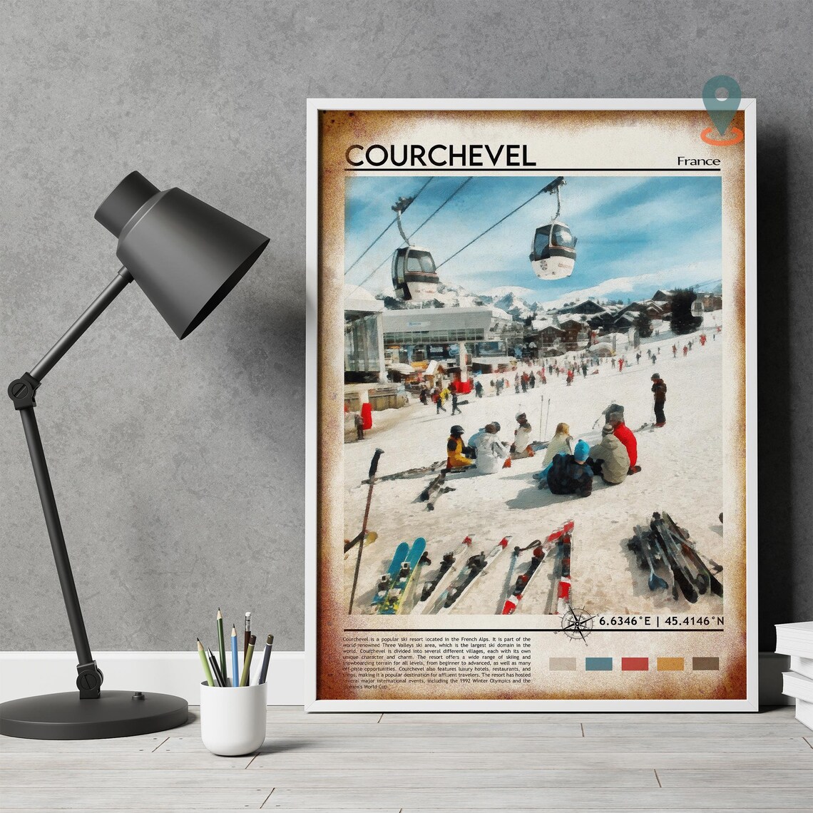 Courchevel France Ski Slopes Gondola Photo Alpine Travel Wall Art - Image 4