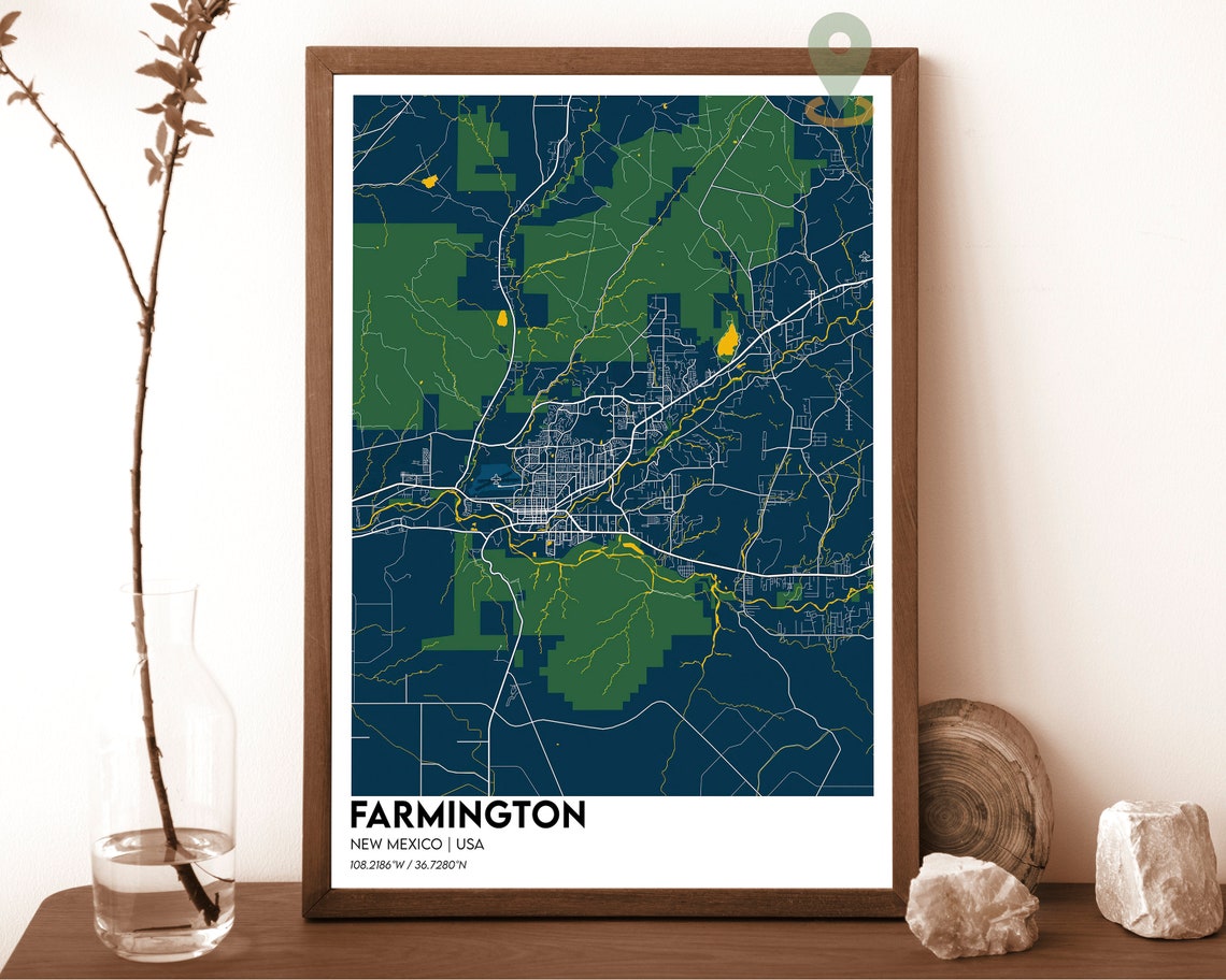 Farmington Map Farmington Map Print Farmington Personalized Map Farmington Wall Art Farmington Travel Poster Farmington City New Mexico - Image 2