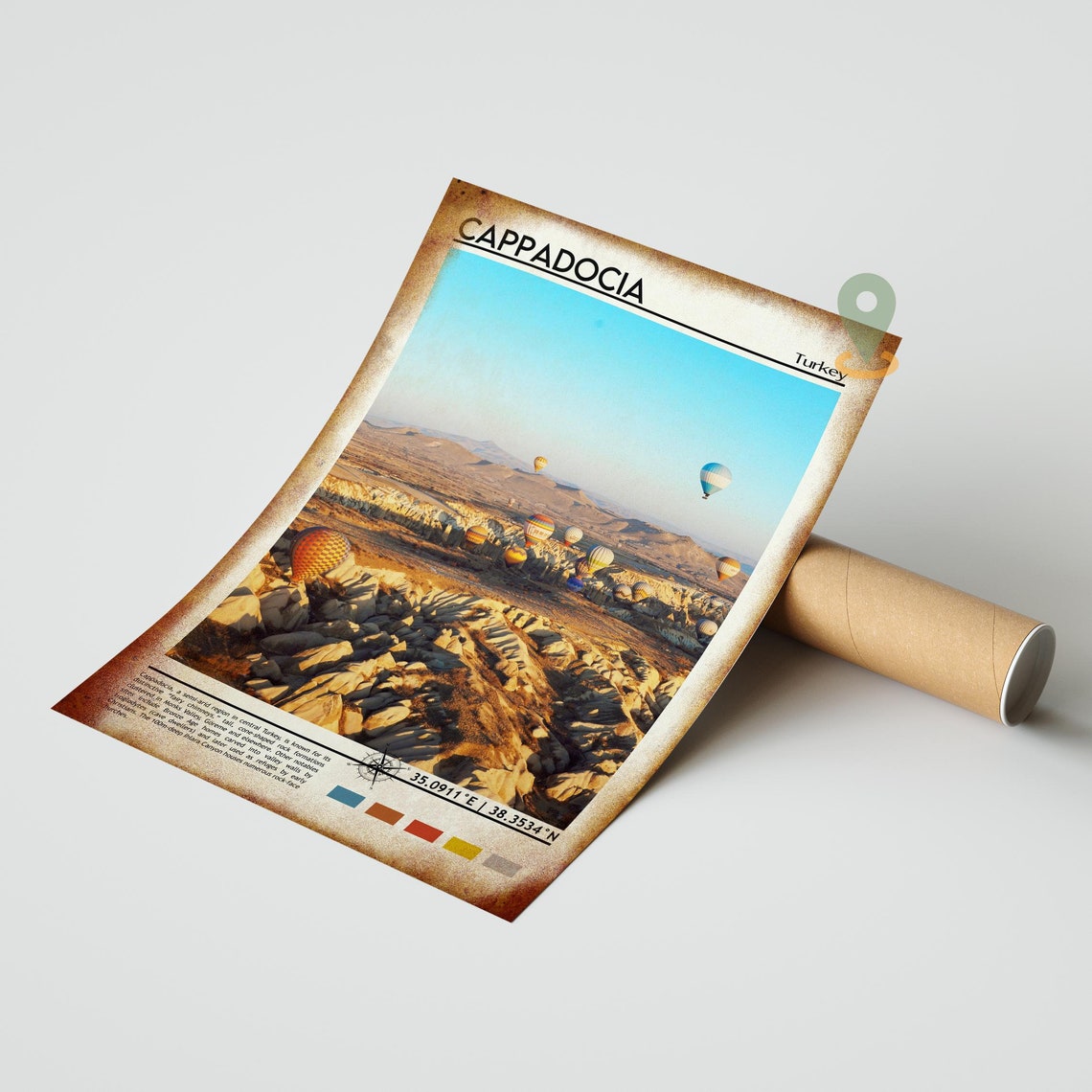 Cappadocia Turkey Hot Air Balloons Rocky Valley Sunrise Poster - Image 2