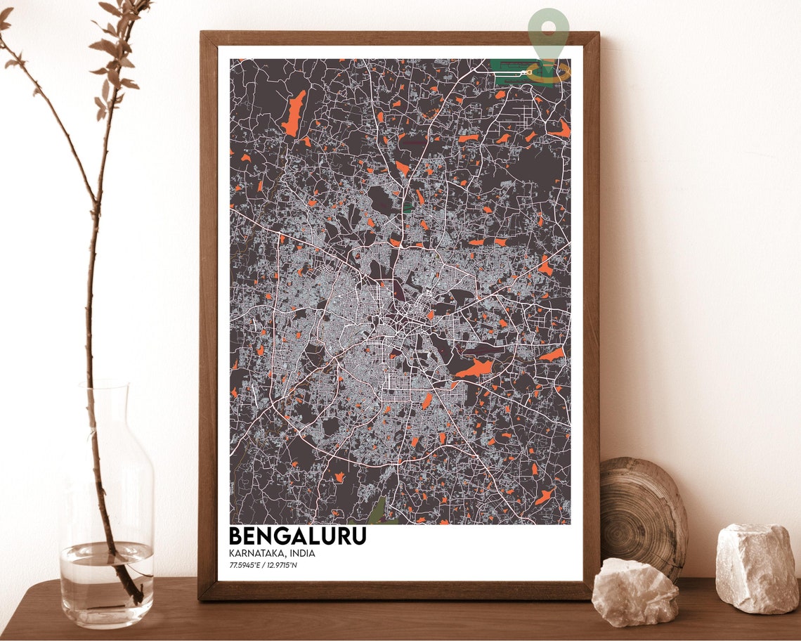 Bengaluru Karnataka India Midnight Blue City Map Decor Poster - Image 4