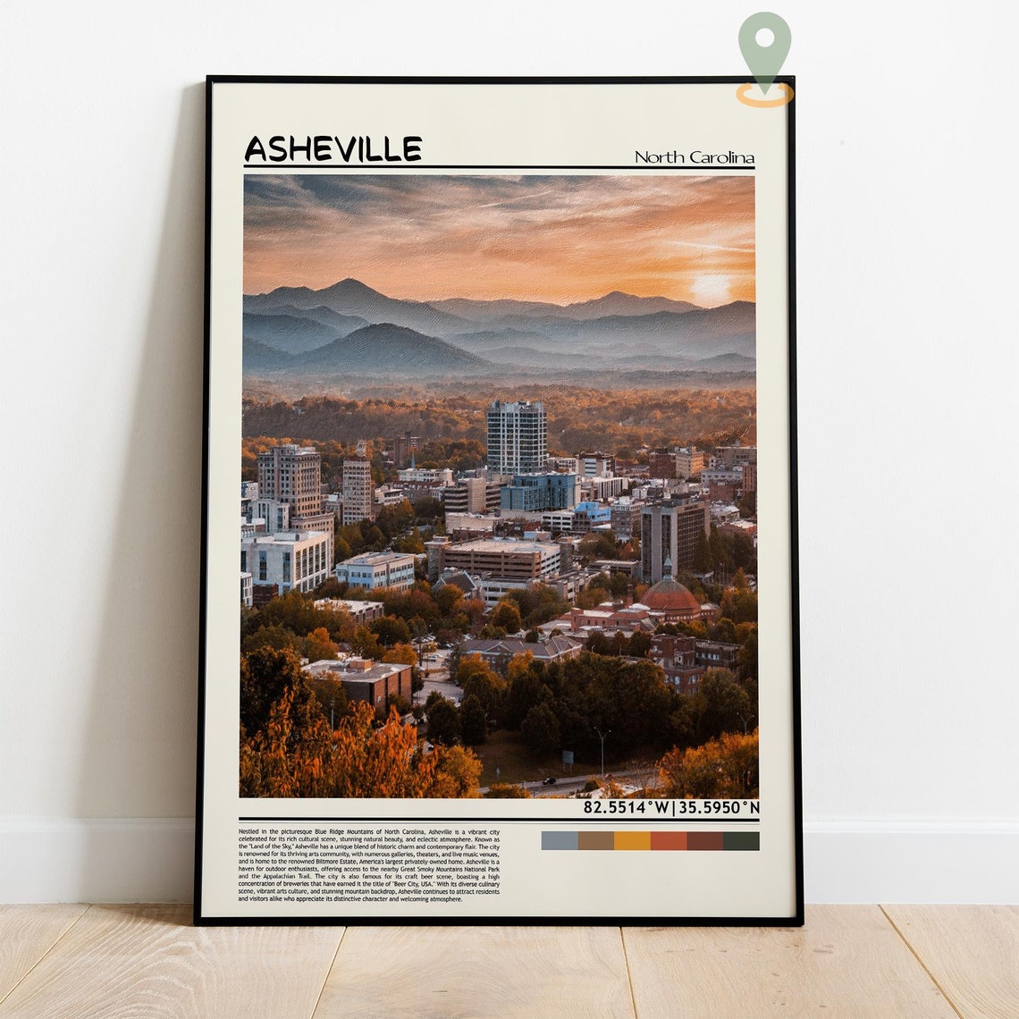 Asheville North Carolina Blue Ridge Mountain City Skyline Poster - Image 2