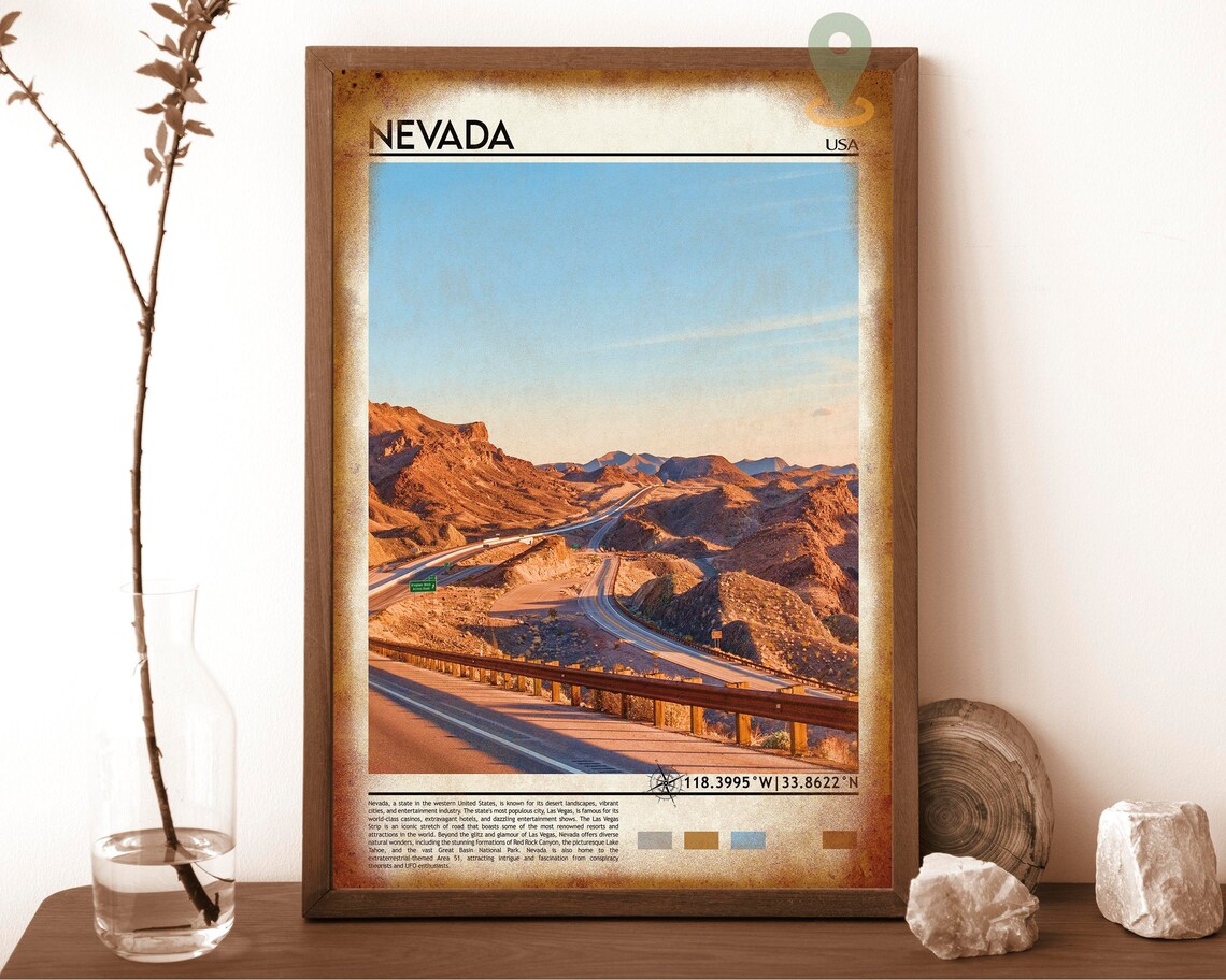Nevada Desert Highway Red Rock Canyon Travel Poster Road Trip - Image 6