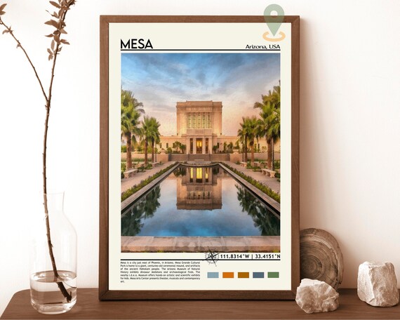 Mesa Arizona Temple Reflecting Pool Sunset Desert Oasis Poster