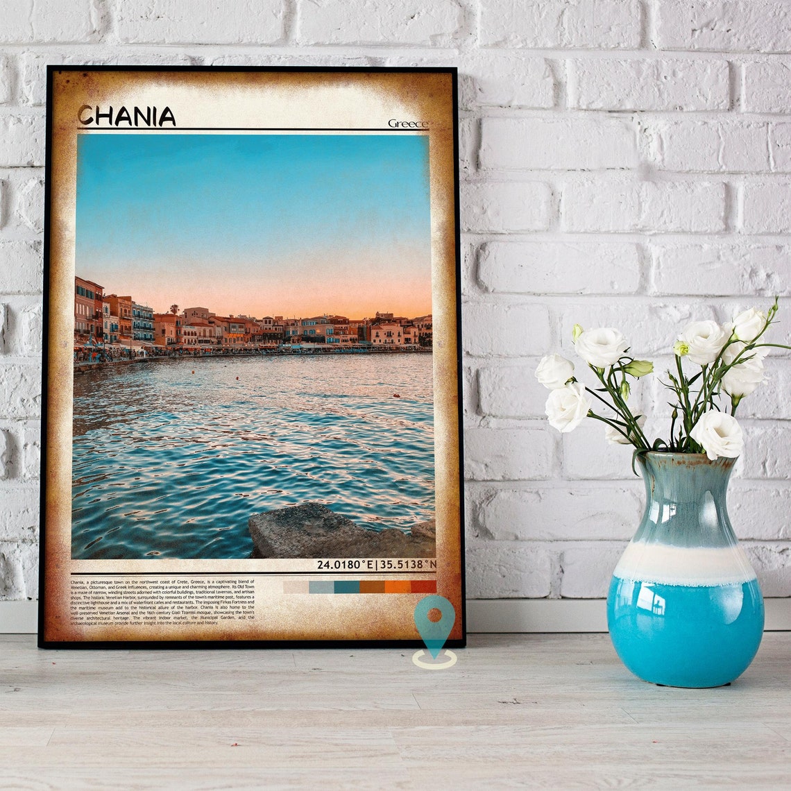 Chania Crete Greece Sunset Harbor Waterfront Old Town Poster - Image 5