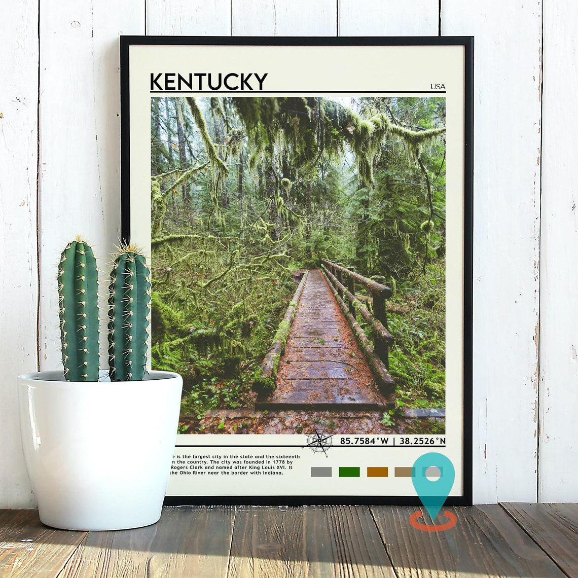 Kentucky USA Mossy Forest Boardwalk Nature Photo Home Decor Poster - Image 3