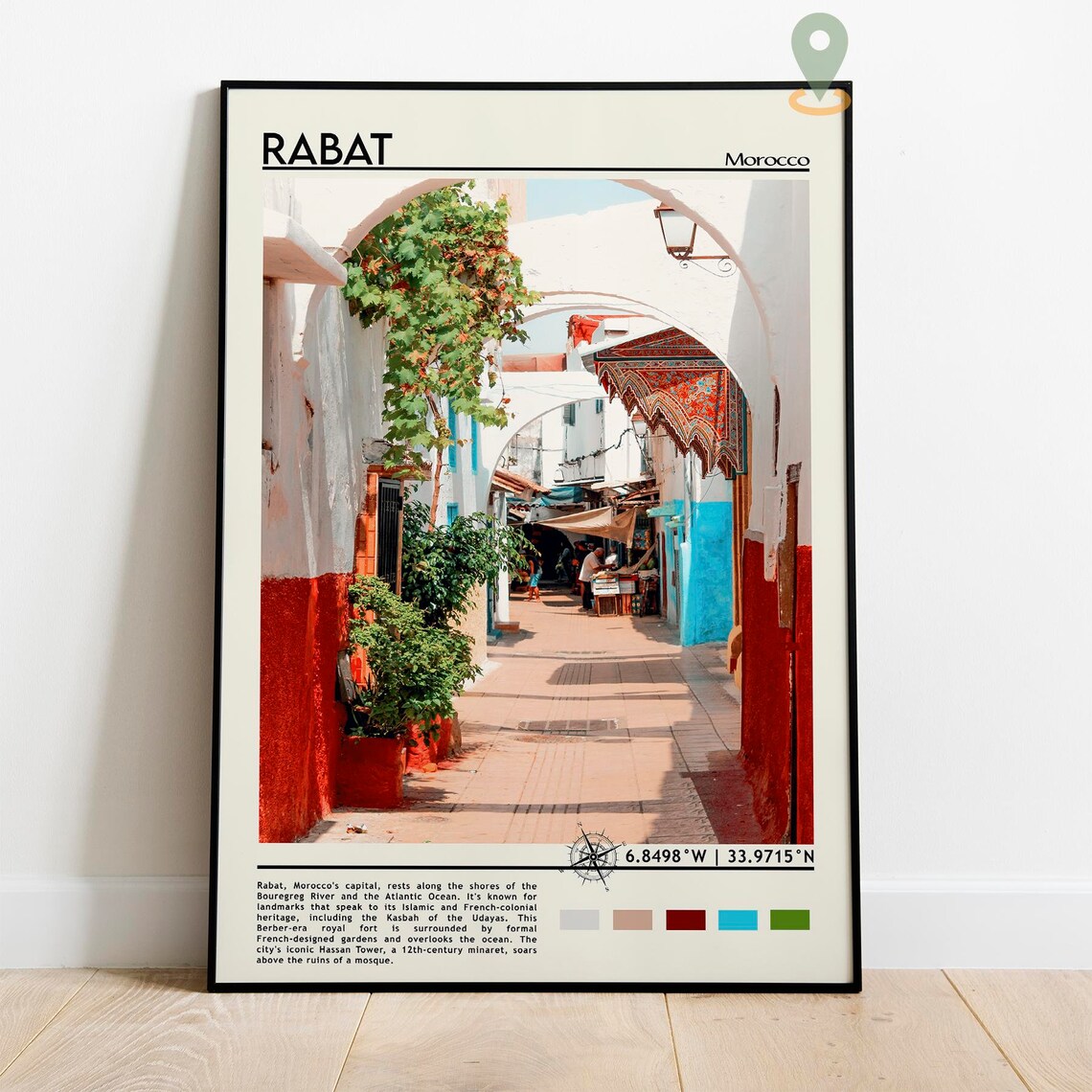 Rabat Morocco Kasbah Arch Sunlit Old Medina Street Scene Poster - Image 2