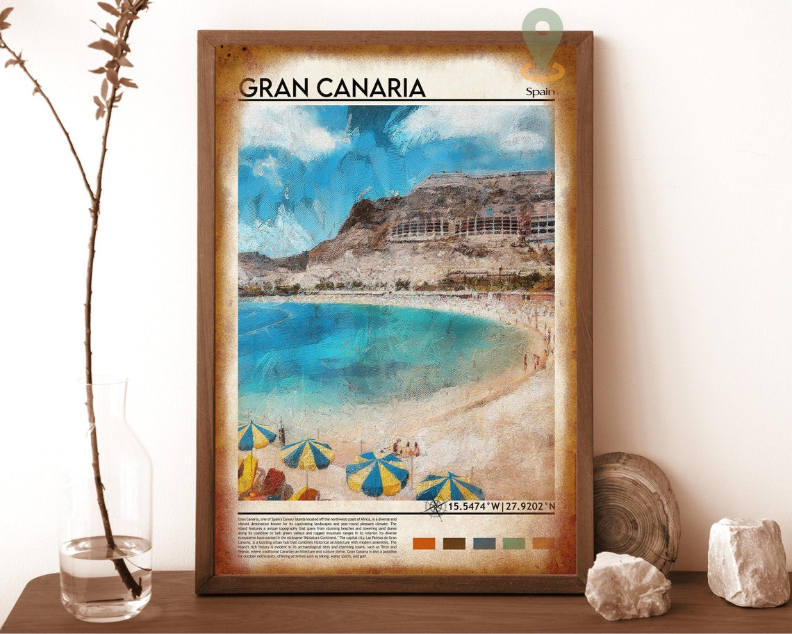 Gran Canaria Spain Canary Islands Beach Painting Travel Poster - Image 6