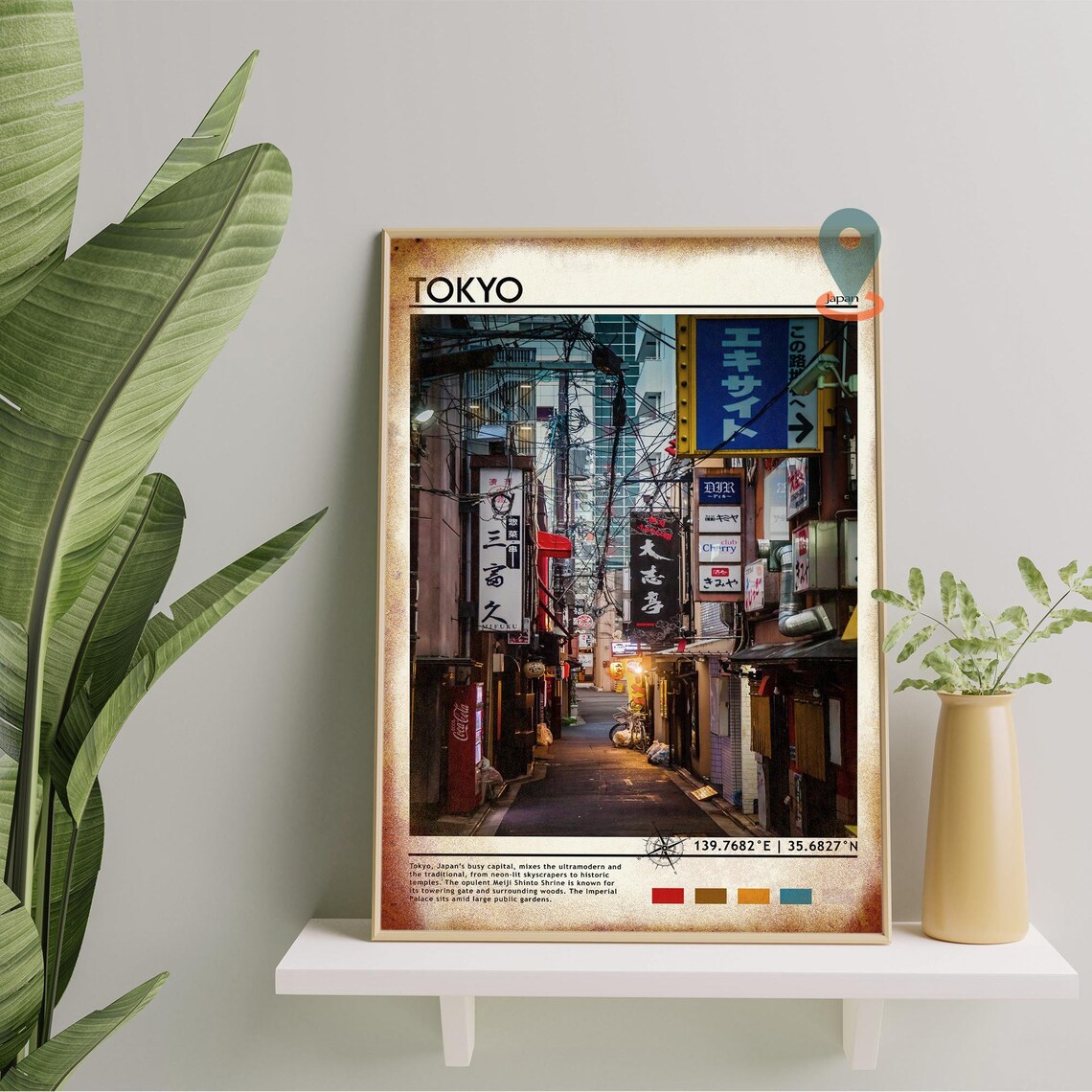 Tokyo Japan Neon Lit Backstreet Night Alley Photography Wall Art - Image 2