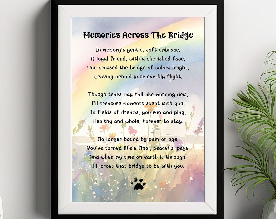Pet Memorial Poem, Cat or Dog Loss Wall Art - Image 5