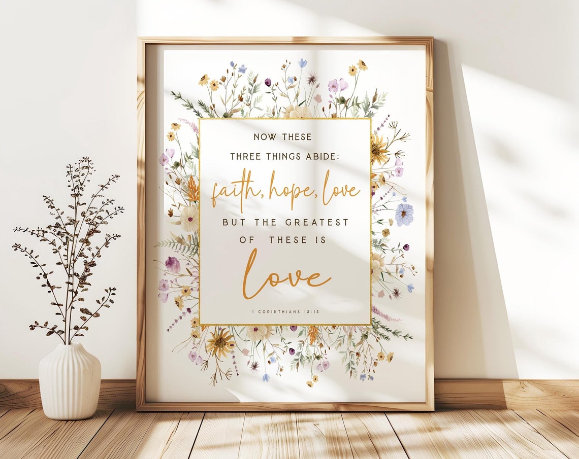1 Corinthians 13:13 Faith Hope Love Art Print - Image 2