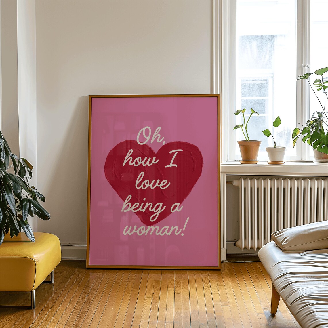 Oh How I Love Being A Woman Painted Heart Feminist Quote Poster - Image 2