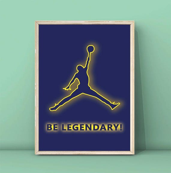 Be Legendary Print Neon Effect Basketball Poster Kidsroom Wall Art Gift For Kids Basketball Print Basketball Lover