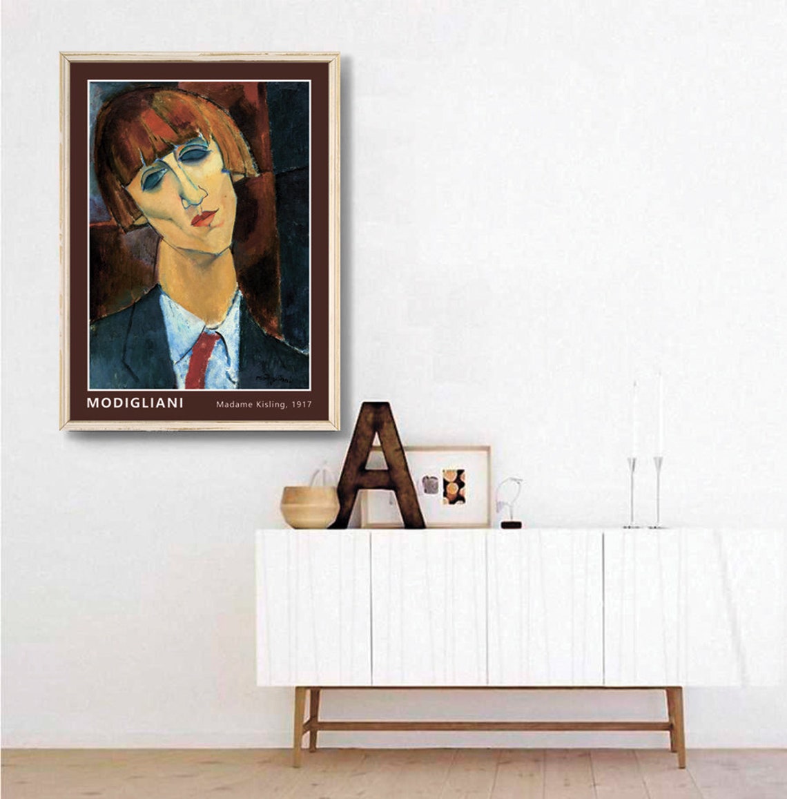 Amedeo Modigliani Madame Kisling 1917 Red Tie Portrait Art Poster - Image 3