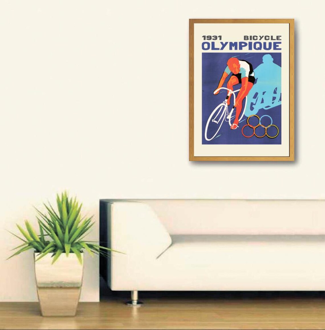 1931 Bicycle Olympique Vintage Olympic Cycling Sports Poster - Image 3