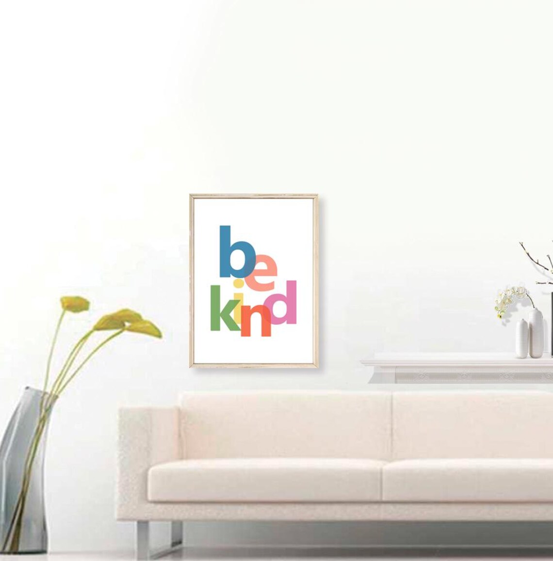 Be Kind Colorful Overlapped Letters Nursery Kids Quote Poster - Image 3
