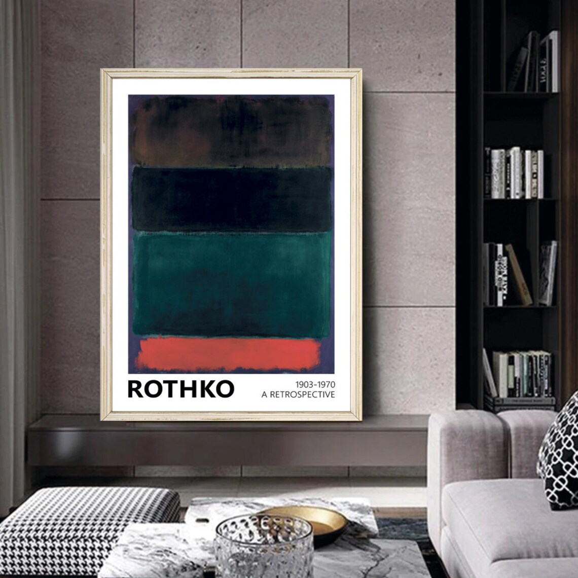 Mark Rothko Retrospective Exhibition Poster Brown Black Teal Abstract Bands - Image 2