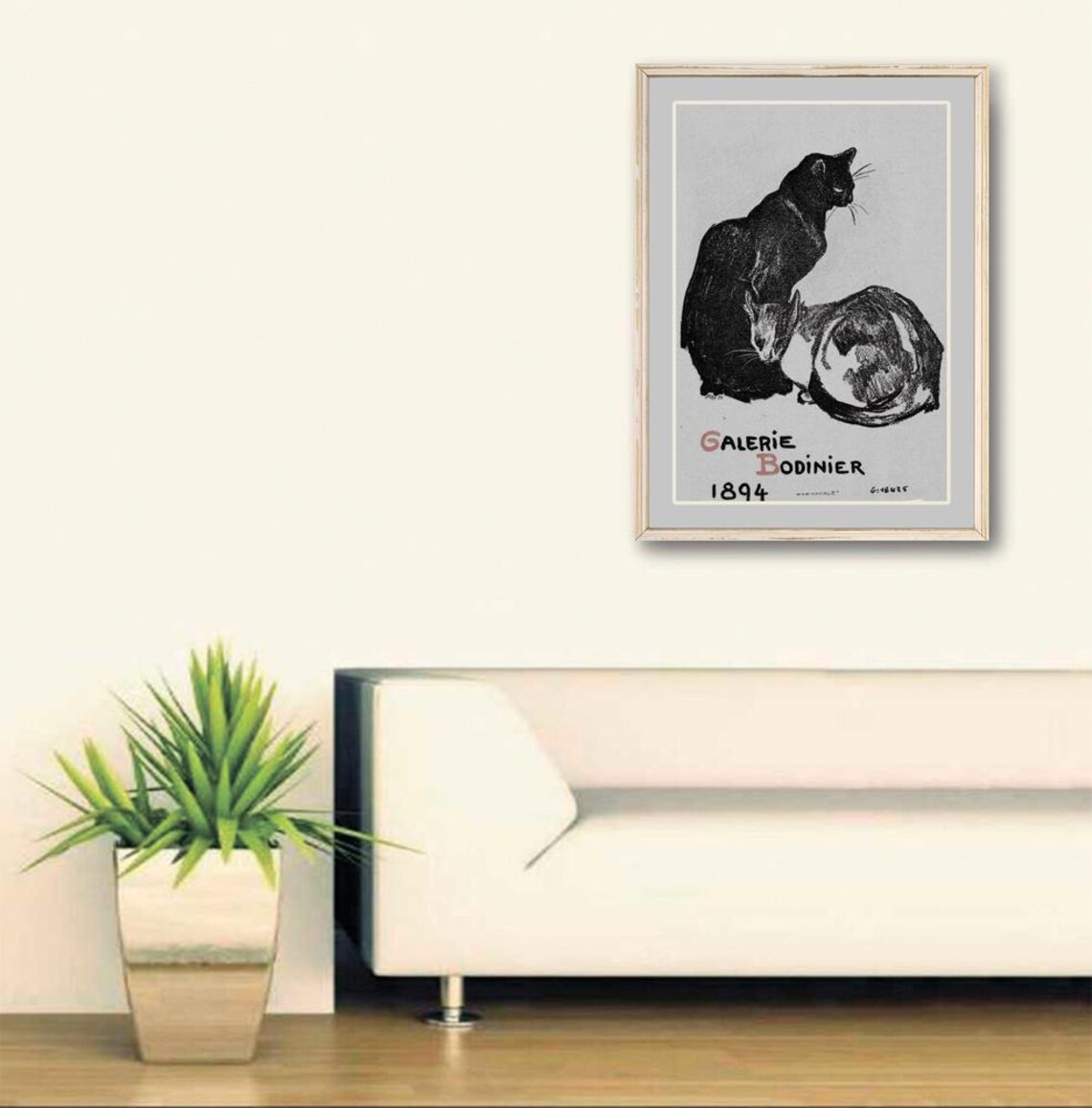 Theophile Steinlen Galerie Bodinier 1894 Two Cats Lithograph Poster - Image 2