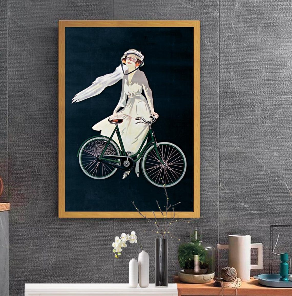 Girl And Bicycle Print Woman And Bicycle Poster Vintage Fashion Poster Gift For Bike Lover Bicycle Wall Art Art Nouveau Art - Image 2