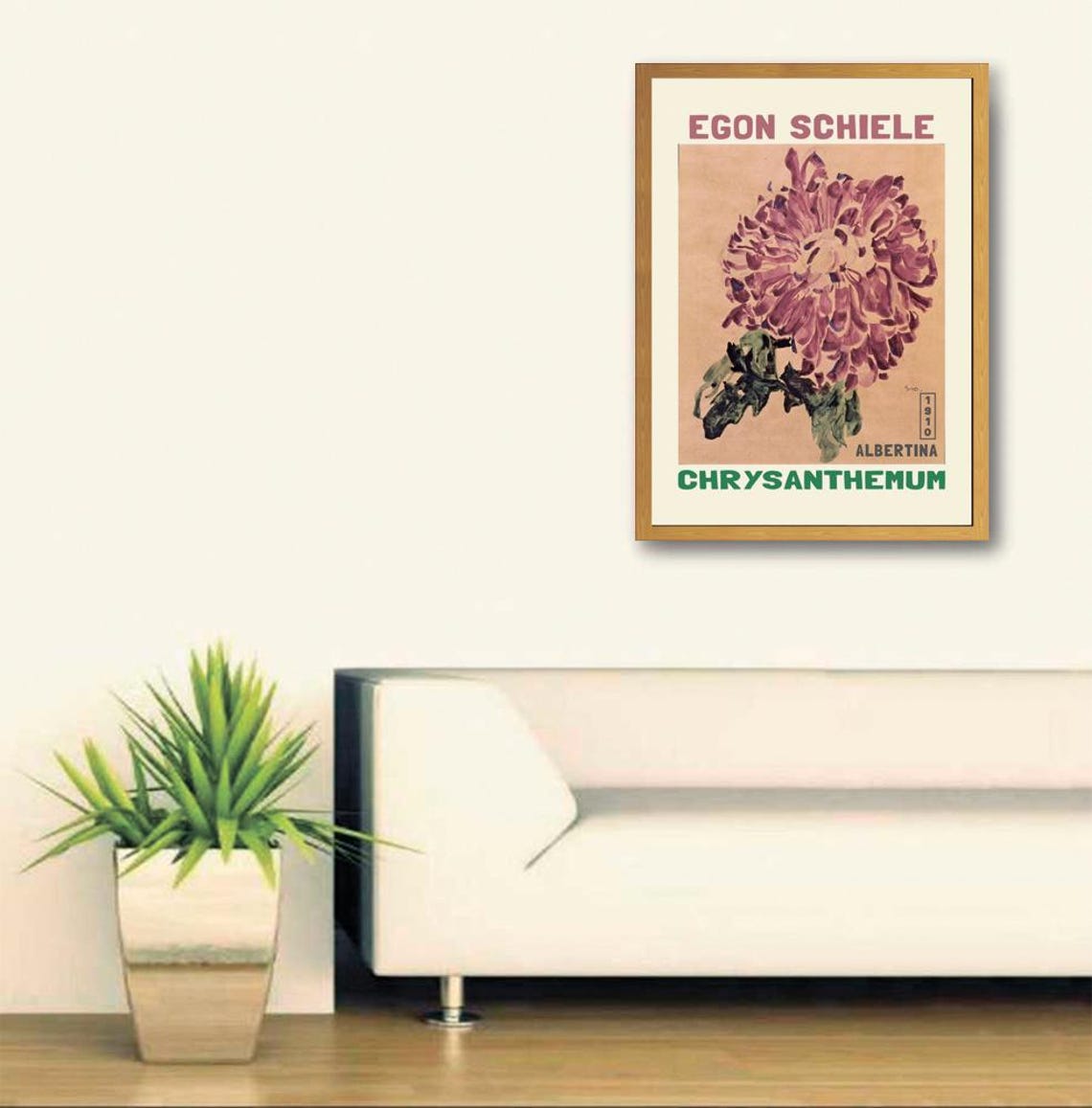Egon Schiele 1910 Red Chrysanthemum Albertina Flower Exhibition Poster - Image 3
