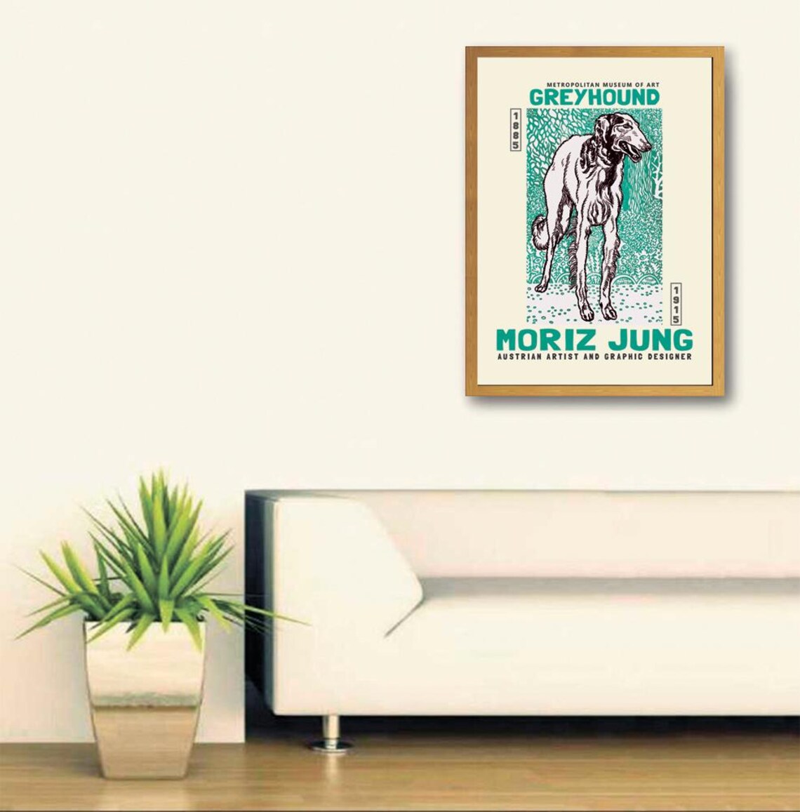 Moriz Jung 1915 Greyhound Metropolitan Museum Woodcut Poster - Image 3