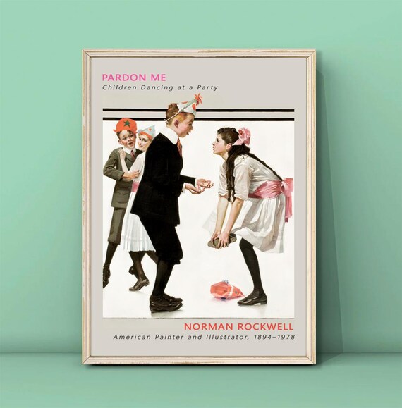 Norman Rockwell Pardon Me Children Dancing at a Party Art Poster