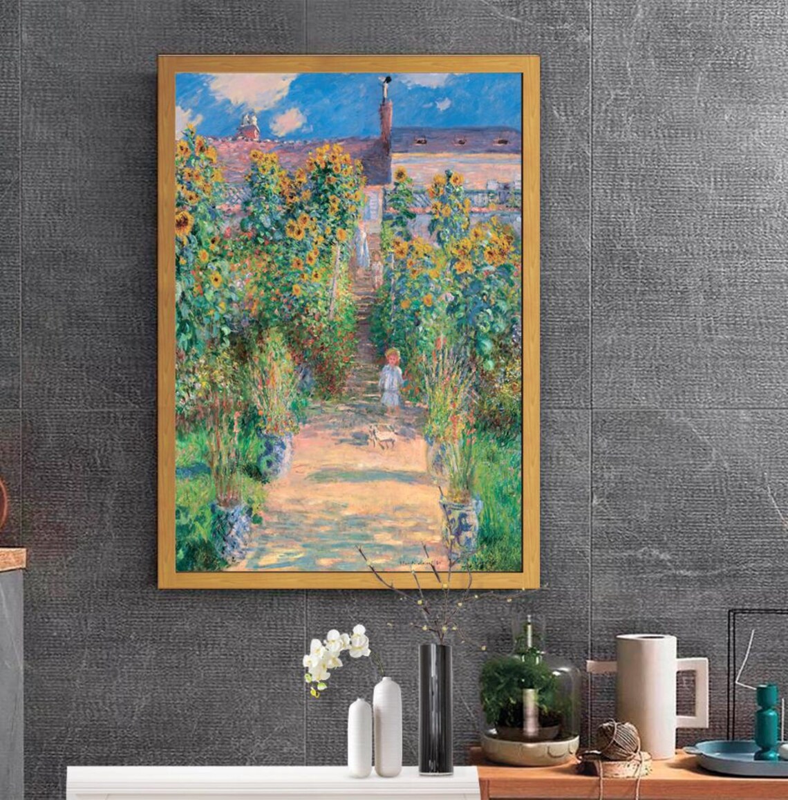 Claude Monet The Artists Garden At Vtheuil, Art Print - Image 2