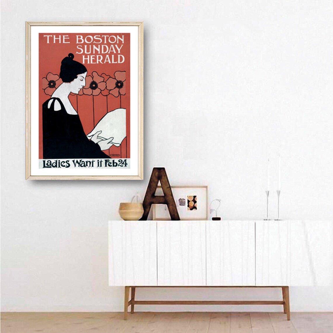 Ethel Reed The Boston Sunday Herald Feb 24 Art Nouveau Vintage Poster - Image 3